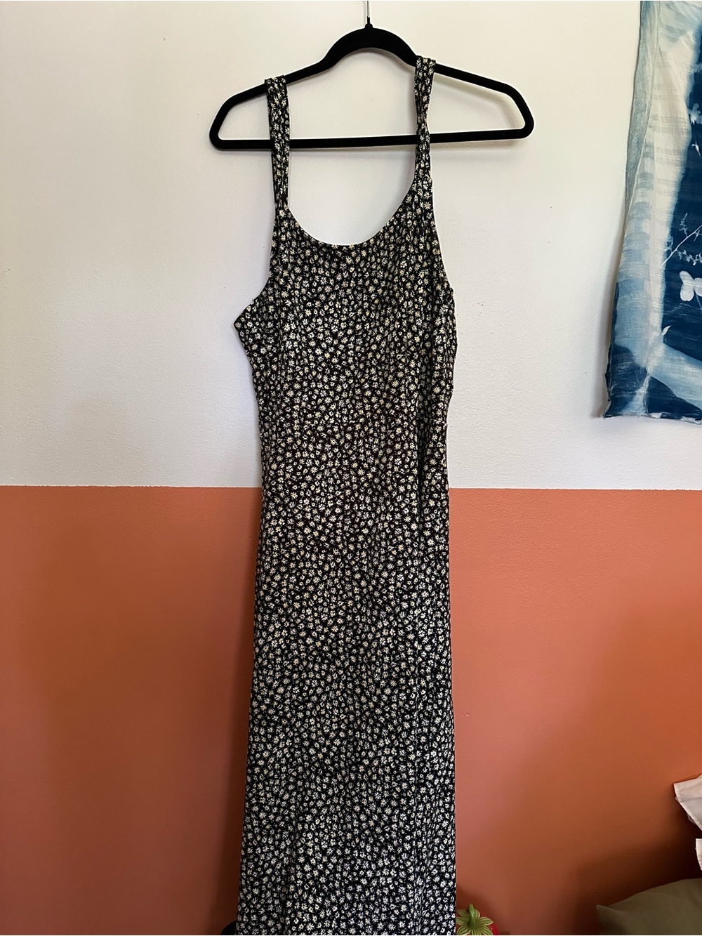 Black Floral ditsy daisy Tank Maxi Dress